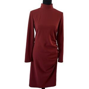 Chelsea 28 Women’s Mock-neck Long Sleeves Midi Dress Burnt Orange Size S